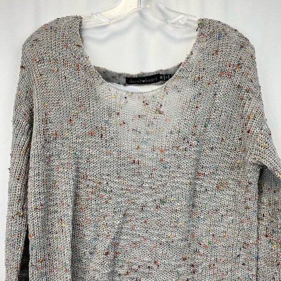 Derek Heart Womens Pullover Sweater Multicolor Open Lace Up Back Long Sleeve M - Picture 2 of 12